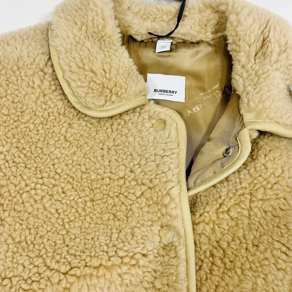Burberry Kettlewell Size 8 Wool Cashmere Honey Teddy Fleece Jacket NWT $1,790